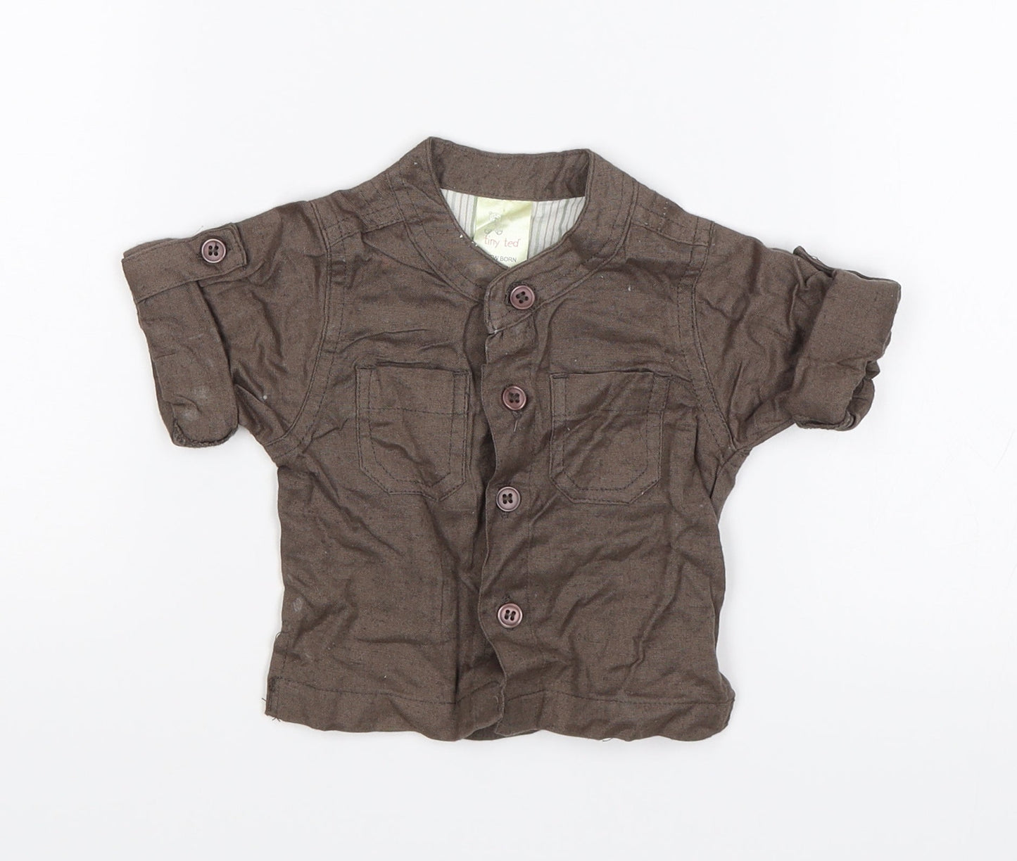 Tiny Ted Baby Brown   Basic Button-Up Size 0-3 Months