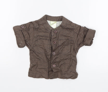 Tiny Ted Baby Brown   Basic Button-Up Size 0-3 Months