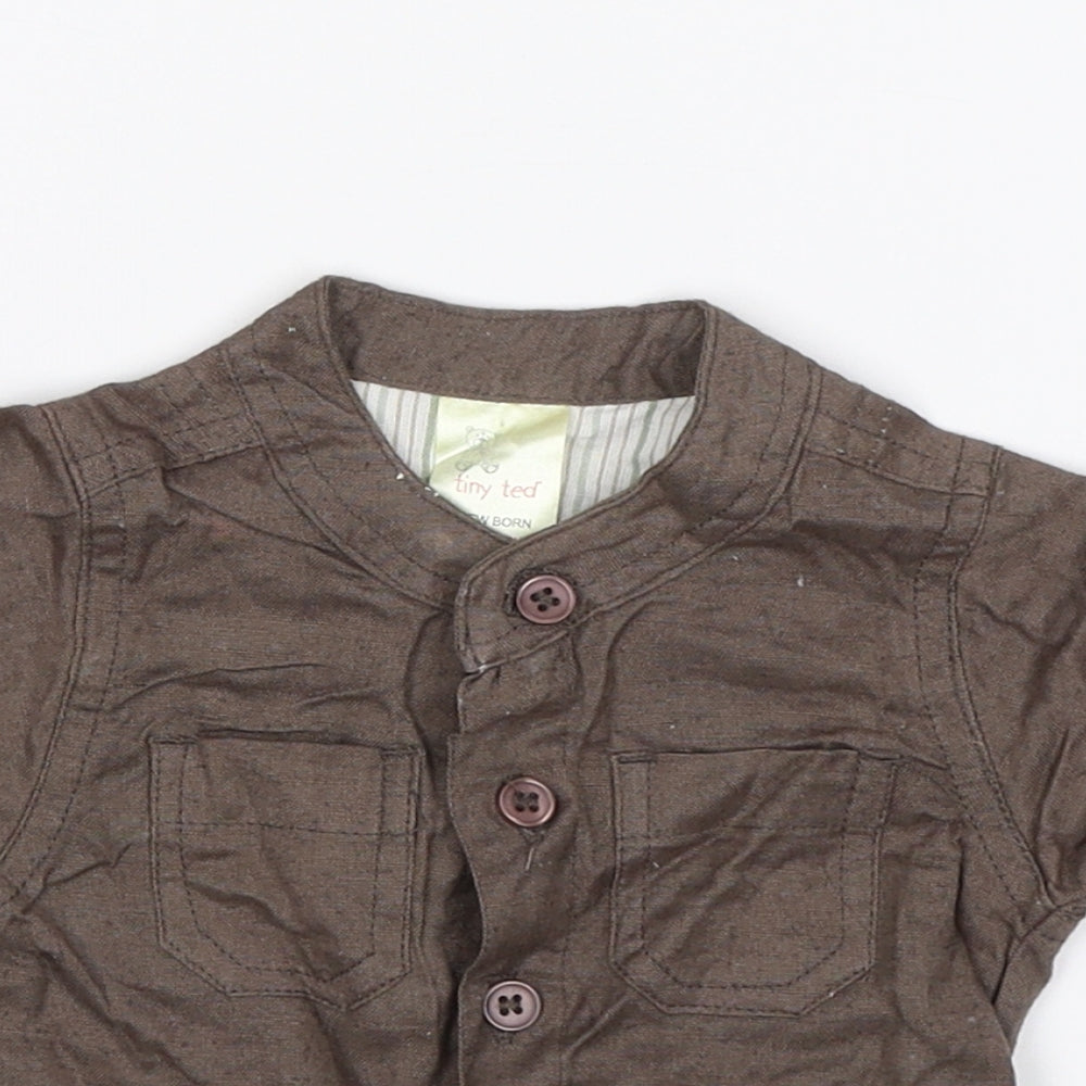 Tiny Ted Baby Brown   Basic Button-Up Size 0-3 Months