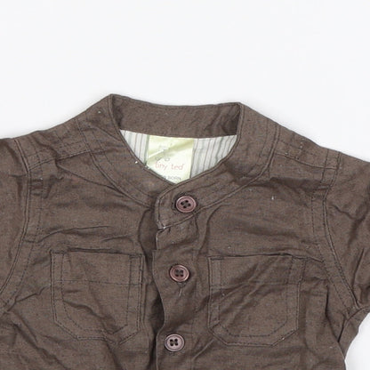 Tiny Ted Baby Brown   Basic Button-Up Size 0-3 Months