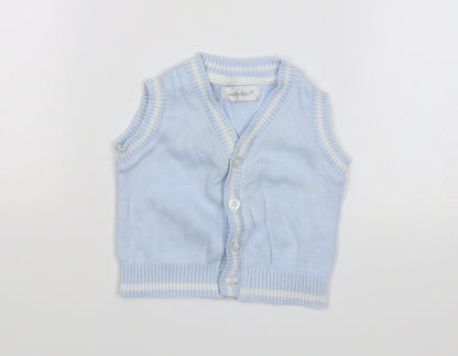 Front view of Early Days Baby Blue Basic Coat Coatigan, size 0-3, Months