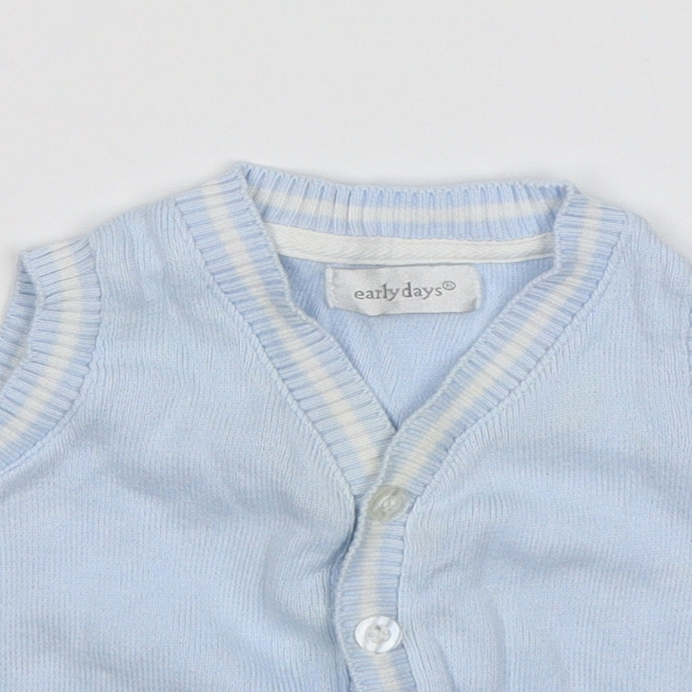 Close-up detail of Early Days Baby Blue Basic Coat Coatigan, size 0-3, Months