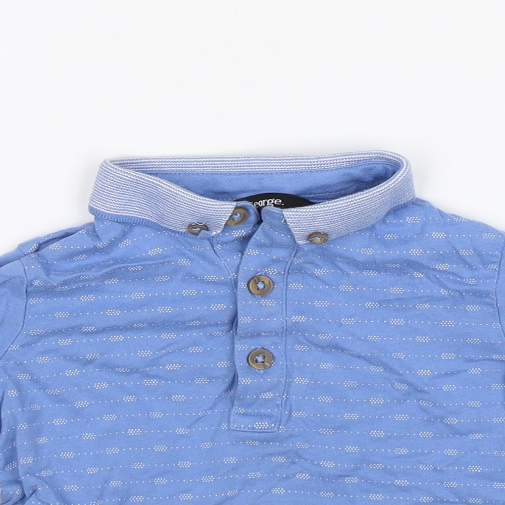Close-up detail of George Baby Blue Basic Polo, size 18-24, Months