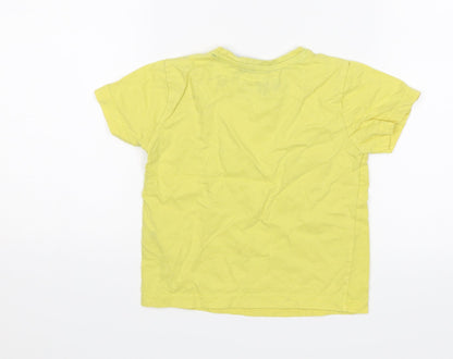 Primark Boys Yellow   Basic T-Shirt Size 2-3 Years  - My dad is a superhero