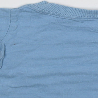 Preworn Baby Blue   Jersey T-Shirt Size 0-3 Months  - Watch out for the scary bear