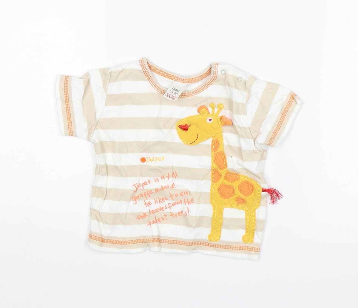 Additional front view of Next Baby Orange Basic T-Shirt, size 3-6, Months - Giraffe