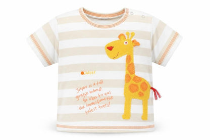 Front view of Next Baby Orange Basic T-Shirt, size 3-6, Months - Giraffe