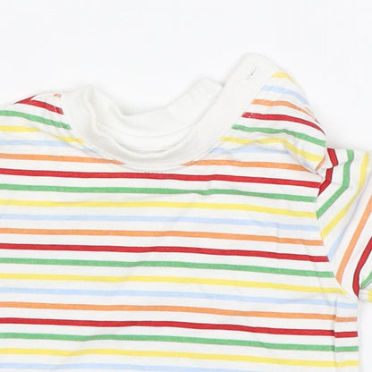 Baby Boutique Baby White Striped  Basic T-Shirt Size 0-3 Months