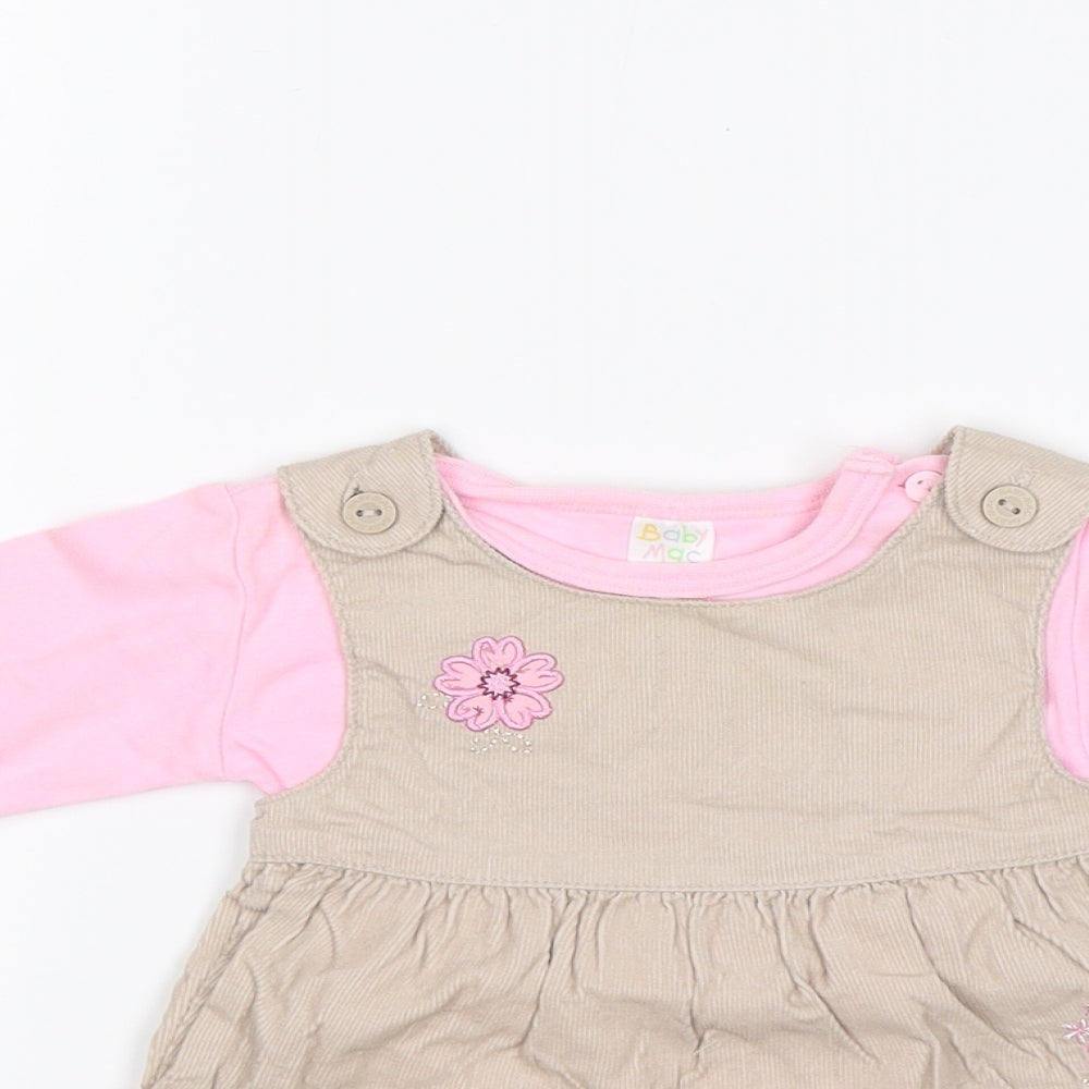 Baby Mac Baby Beige   Shift  Size 0-3 Months  - Flowers