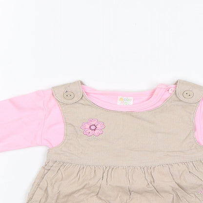 Baby Mac Baby Beige   Shift  Size 0-3 Months  - Flowers