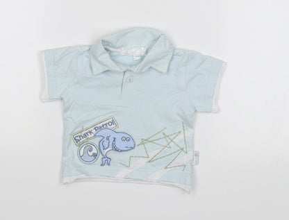 Nursery Time Baby Blue   Basic Polo Size 0-3 Months  - Shark patrol