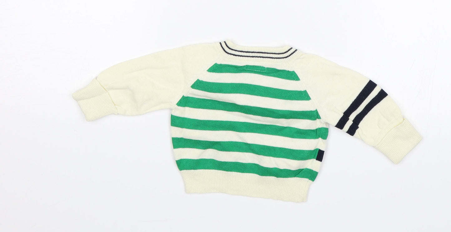 mamas & papas Baby White Striped  Pullover Jumper Size 0-3 Months  - Golden Duck