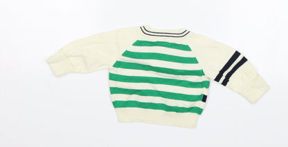 mamas & papas Baby White Striped  Pullover Jumper Size 0-3 Months  - Golden Duck