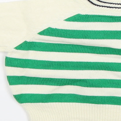mamas & papas Baby White Striped  Pullover Jumper Size 0-3 Months  - Golden Duck