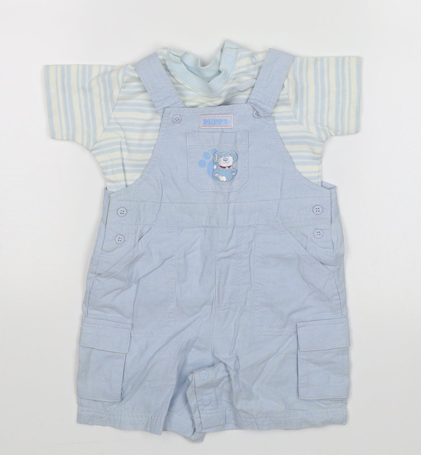 NEXT Baby Blue Striped  Dungaree One-Piece Size 3-6 Months  - Dog