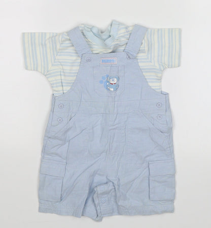 NEXT Baby Blue Striped  Dungaree One-Piece Size 3-6 Months  - Dog