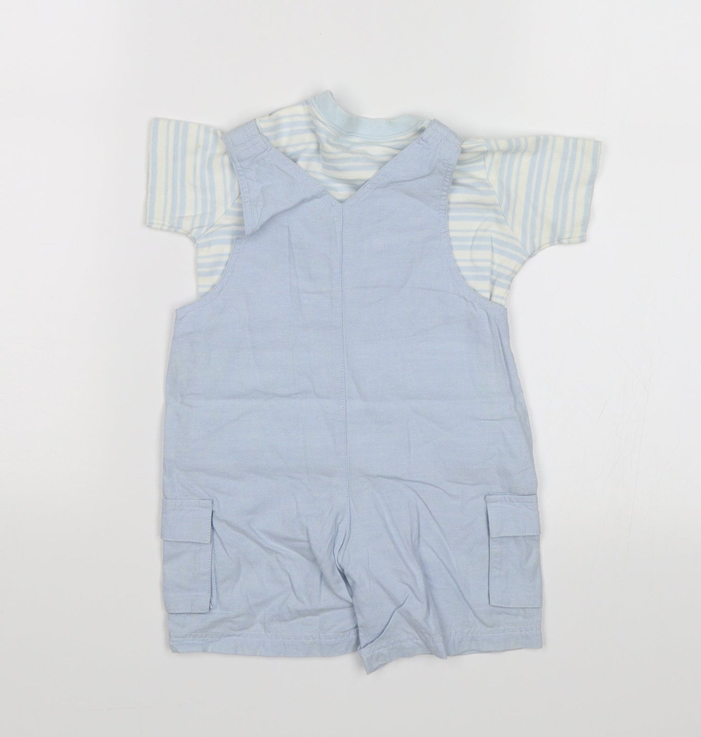 NEXT Baby Blue Striped  Dungaree One-Piece Size 3-6 Months  - Dog