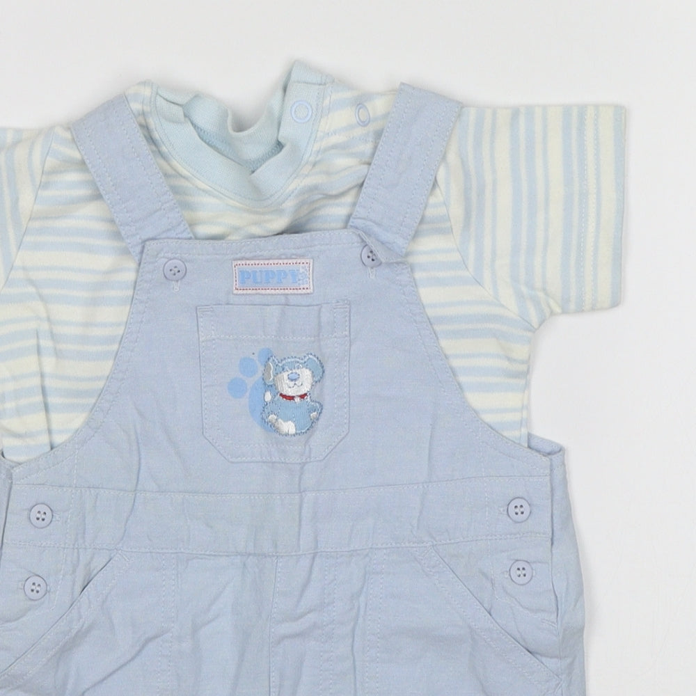 NEXT Baby Blue Striped  Dungaree One-Piece Size 3-6 Months  - Dog