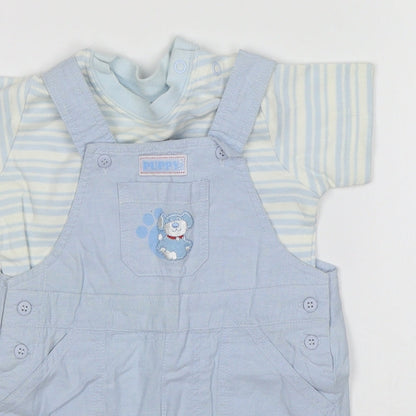 NEXT Baby Blue Striped  Dungaree One-Piece Size 3-6 Months  - Dog