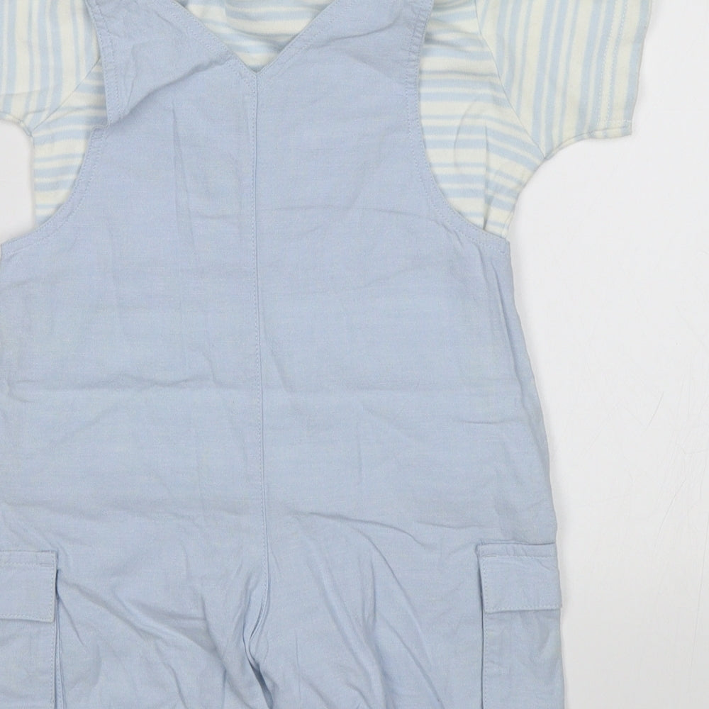 NEXT Baby Blue Striped  Dungaree One-Piece Size 3-6 Months  - Dog