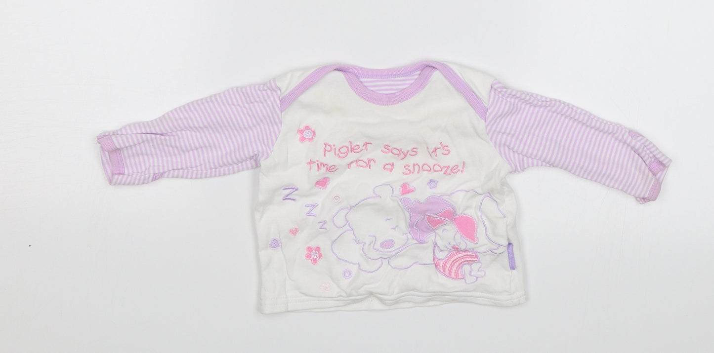 George Baby White   Jersey T-Shirt Size 3-6 Months  - Piglet says its time for a snooze