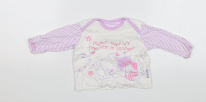 George Baby White   Jersey T-Shirt Size 3-6 Months  - Piglet says its time for a snooze