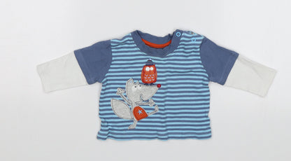 George Baby Blue Striped  Jersey T-Shirt Size 0-3 Months  - Animals