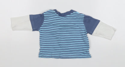 George Baby Blue Striped  Jersey T-Shirt Size 0-3 Months  - Animals