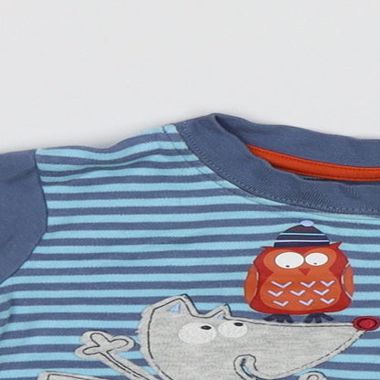 George Baby Blue Striped  Jersey T-Shirt Size 0-3 Months  - Animals