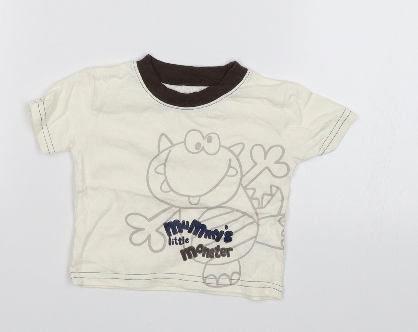 George Baby White   Basic T-Shirt Size 0-3 Months  - Mummy's little monster