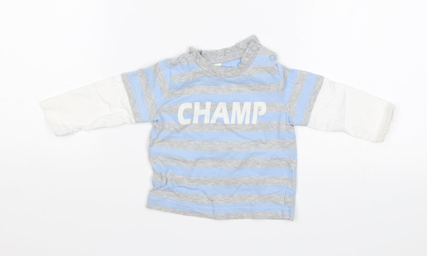 Tiny Ted Baby Blue Striped  Jersey T-Shirt Size 3-6 Months  - Champ