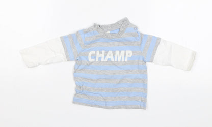 Tiny Ted Baby Blue Striped  Jersey T-Shirt Size 3-6 Months  - Champ
