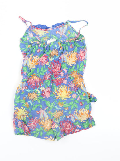 E-vie Girls Blue Floral  Playsuit One-Piece Size 2 Years