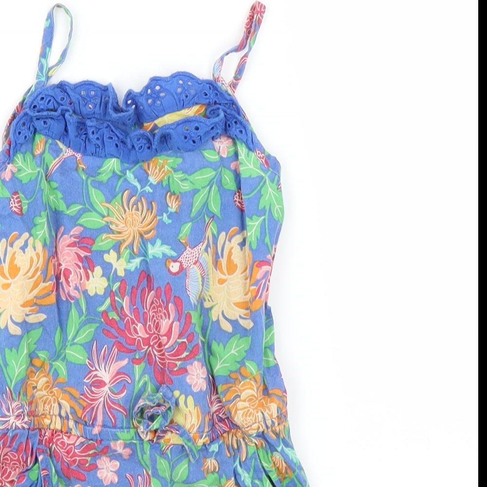 E-vie Girls Blue Floral  Playsuit One-Piece Size 2 Years