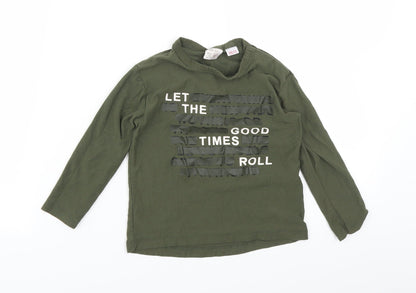 Zara Boys Green   Basic T-Shirt Size 2-3 Years  - let the good times roll