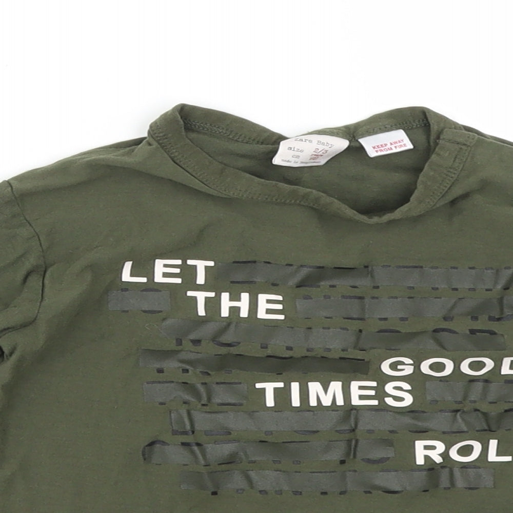 Zara Boys Green   Basic T-Shirt Size 2-3 Years  - let the good times roll