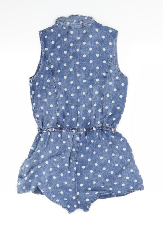 New Look Womens Blue Polka Dot  Playsuit One-Piece Size 8