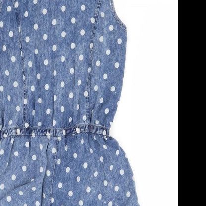 New Look Womens Blue Polka Dot  Playsuit One-Piece Size 8