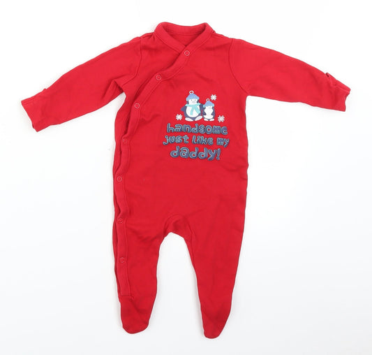 Front view of Tu Baby Red Babygrow One-Piece, size 0-3, Months