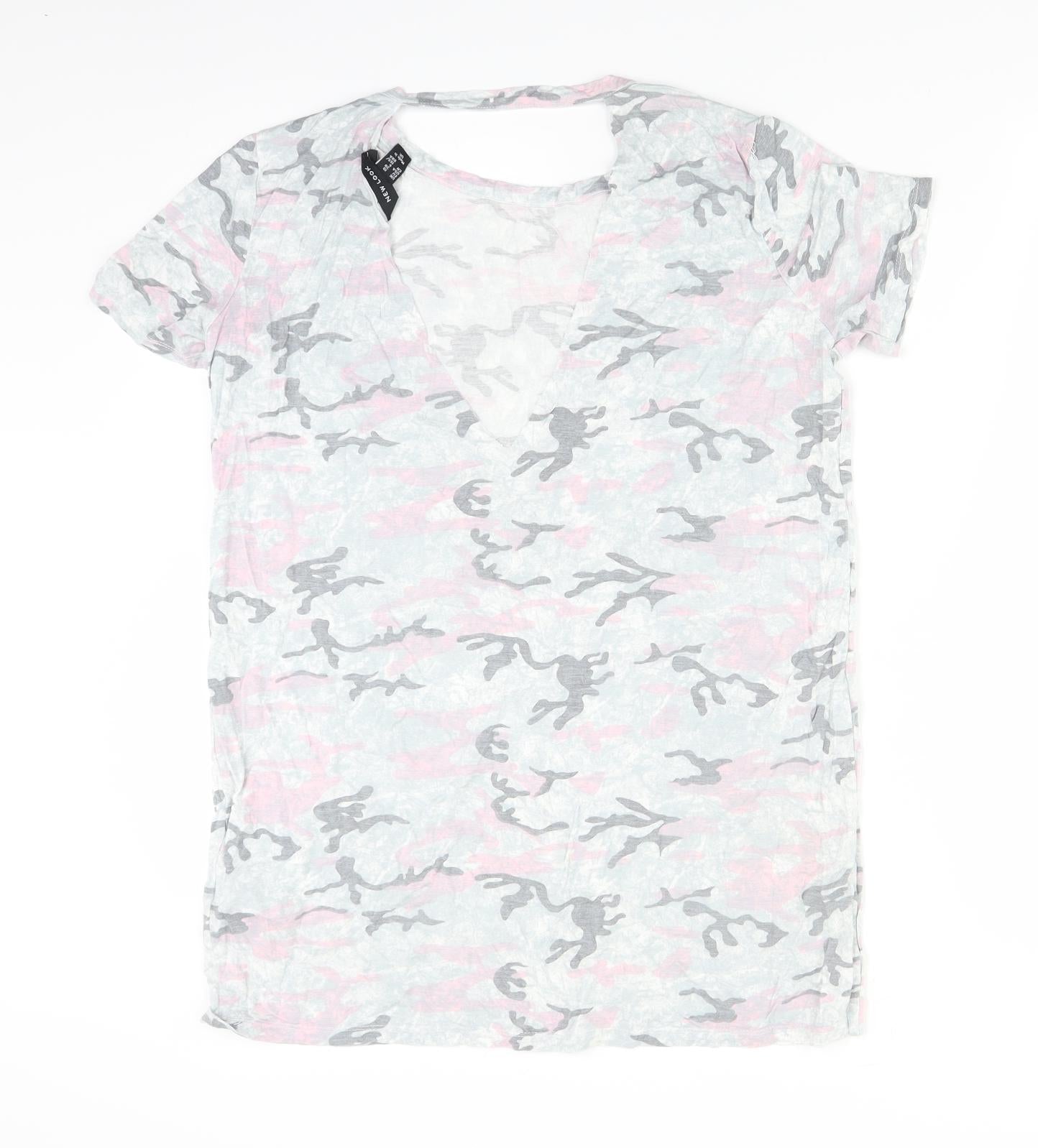 Womens UK Size 10 New Look Grey Basic T-Shirt