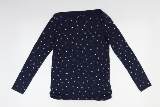 TU Womens Blue Polka Dot  Basic T-Shirt Size 8  - swifts