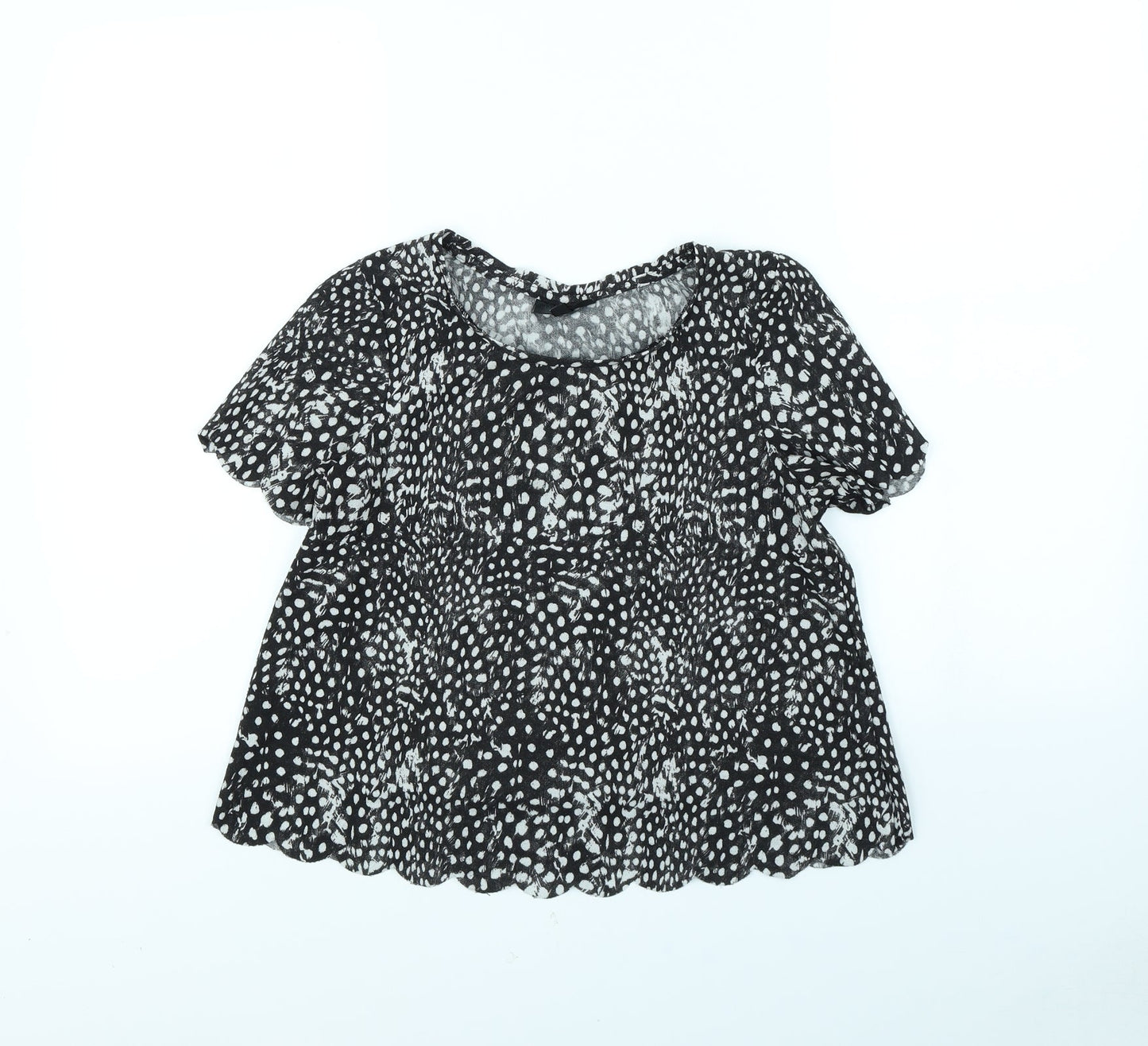 Womens UK Size 6 Topshop Black Cropped T-Shirt