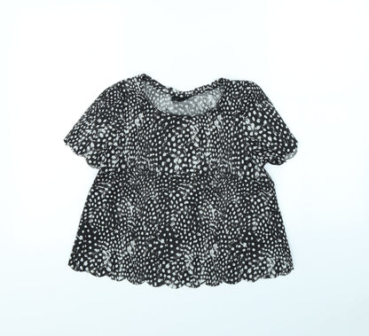 Womens UK Size 6 Topshop Black Cropped T-Shirt