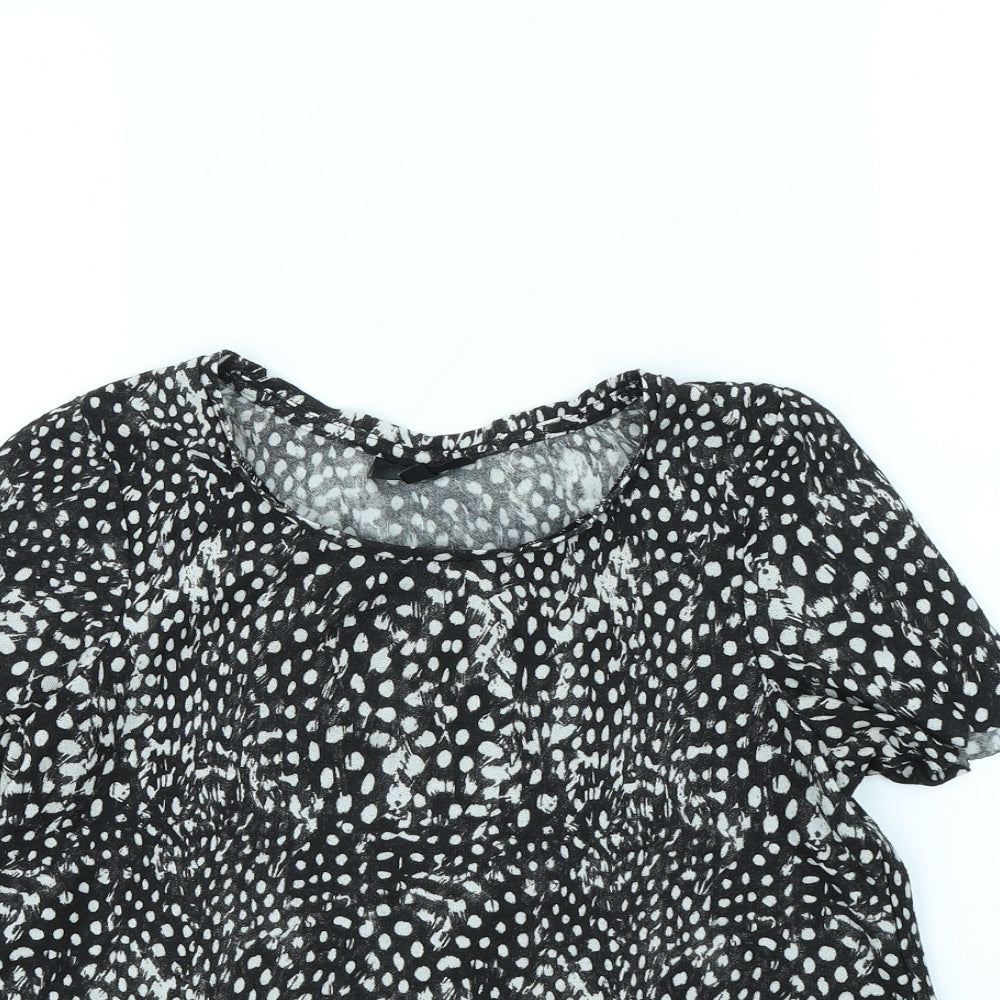Womens UK Size 6 Topshop Black Cropped T-Shirt