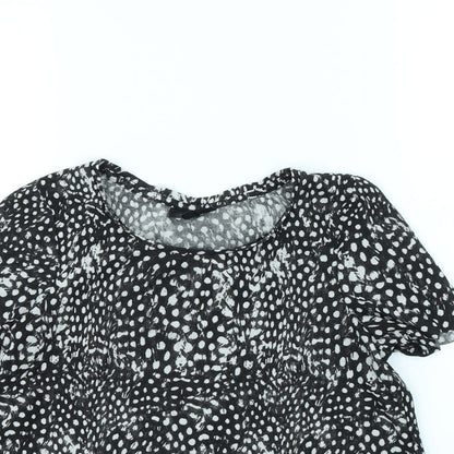 Womens UK Size 6 Topshop Black Cropped T-Shirt