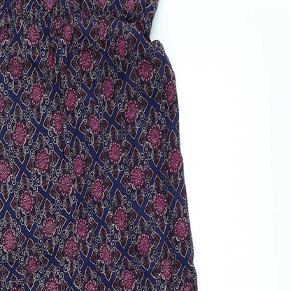 New Look Womens Blue Geometric  Jumpsuit One-Piece Size 6 L28 in