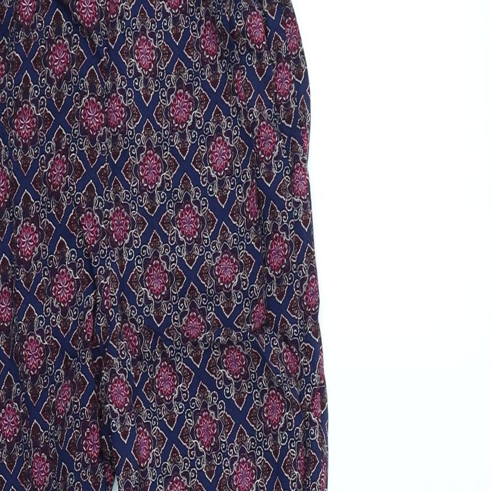 New Look Womens Blue Geometric  Jumpsuit One-Piece Size 6 L28 in