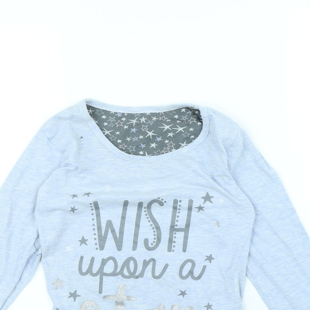 Close-up detail of Fabulous women’s blue solid babydoll pyjama top, size UK 6