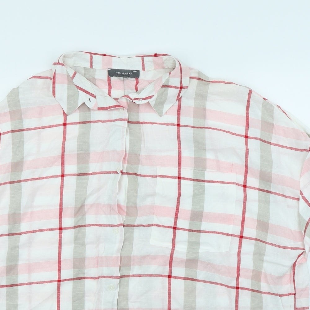 Primark Womens White Check  Basic Button-Up Size 14