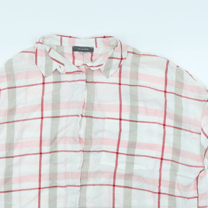 Primark Womens White Check  Basic Button-Up Size 14